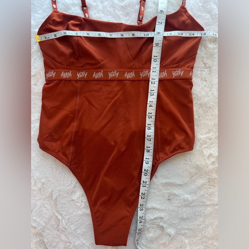NWT: Yitty Spotlight Shaping Demi Cut Thong Bodysuit Shimmered Baddest Brown M - Picture 5 of 9